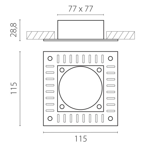 Рамка квадратная встраиваемая для светодиодных модулей 0750xx STELLA 075216-01