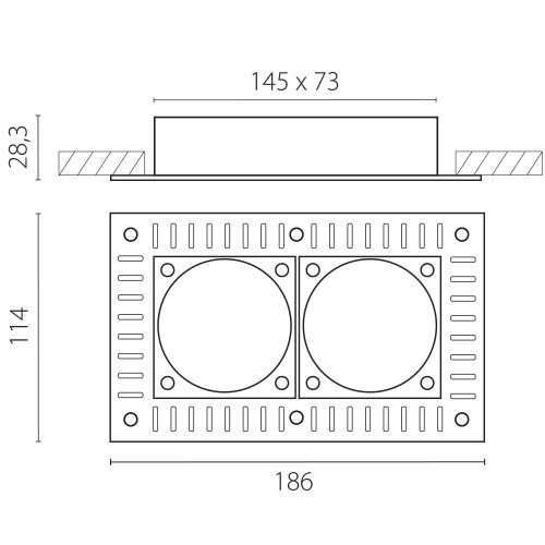 Рамка двойная квадратная скрытого монтажа для светодиодных модулей 0750хх STELLA 075226-01