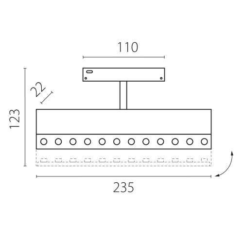 Светильник трековый поворотный 48V 12W 3000K 24° UGR<13 черный Uno 259037