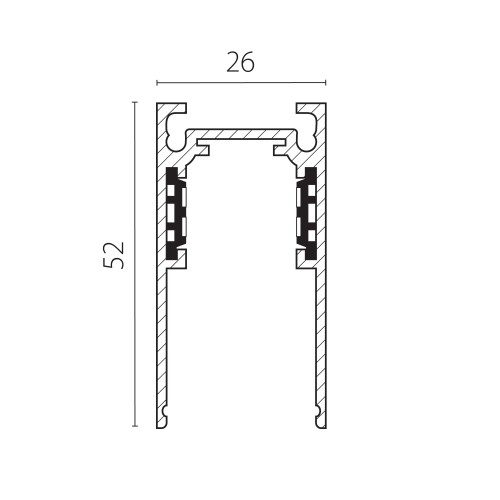 Трек 4-контактный накладной со стыковочным пазом 48V 2м (Заглушки и декоративный экран в комплекте) Uno Pro 509027P