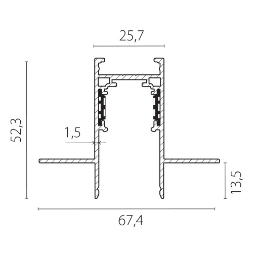 Трек 4-контактный встраиваемый со стыковочным пазом 48V 3м (Заглушки и декоративный экран в комплекте) Uno Pro 509236P