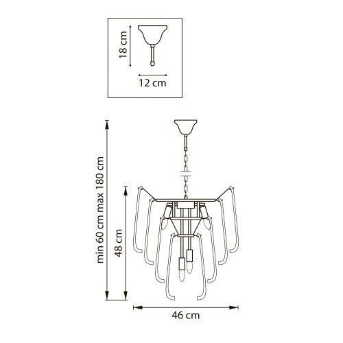 Люстра подвесная 8х6W(led) Е14, золото Retro II 799082