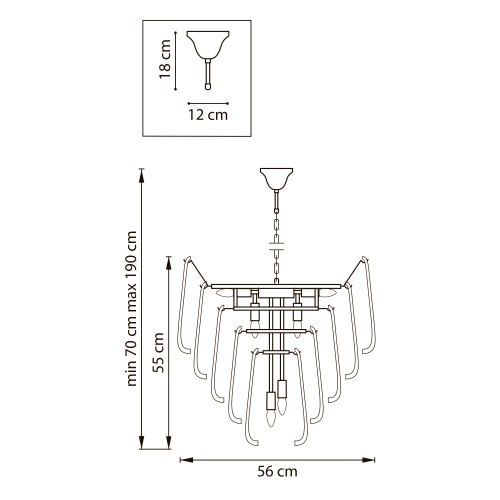 Люстра подвесная 10х6W(led) E14, золото Retro II 799102