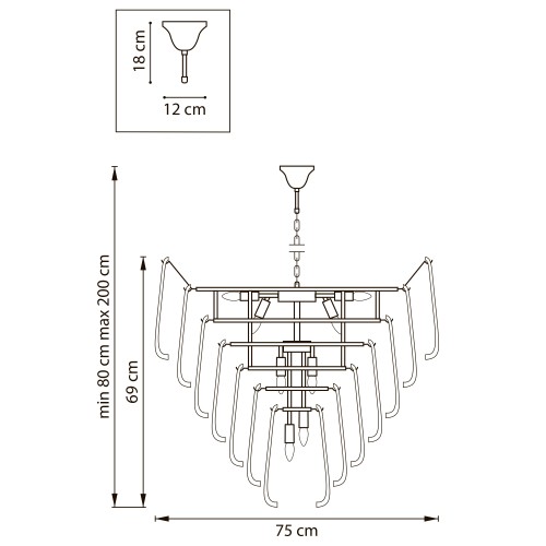 Люстра подвесная 18х6W(led) Е14, золото Retro II 799182