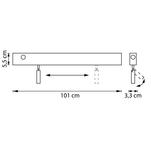 Светильник настенный 230В (1000мм) бэк-лайт 24В 5Вт+спот-лайт 24В 7Вт Fiume Spot 810647