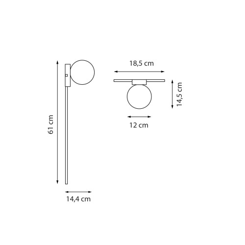 Светильник настенный (Бра) 1x6W G9, черный/белый Globo 812617