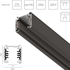 Трек шестиконтактный 3-фазный со стыковочными пазами, 2м Quattro/DALI/ 504028-DALI