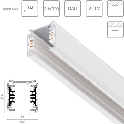 Трек шестиконтактный 3-фазный со стыковочными пазами, 3м Quattro/DALI/ 504035-DALI